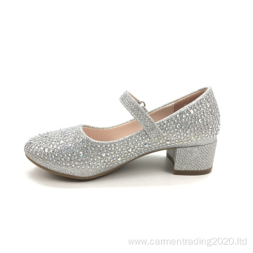 Fashion Rhinestone Shoes Low Heel Glitter Upper Material